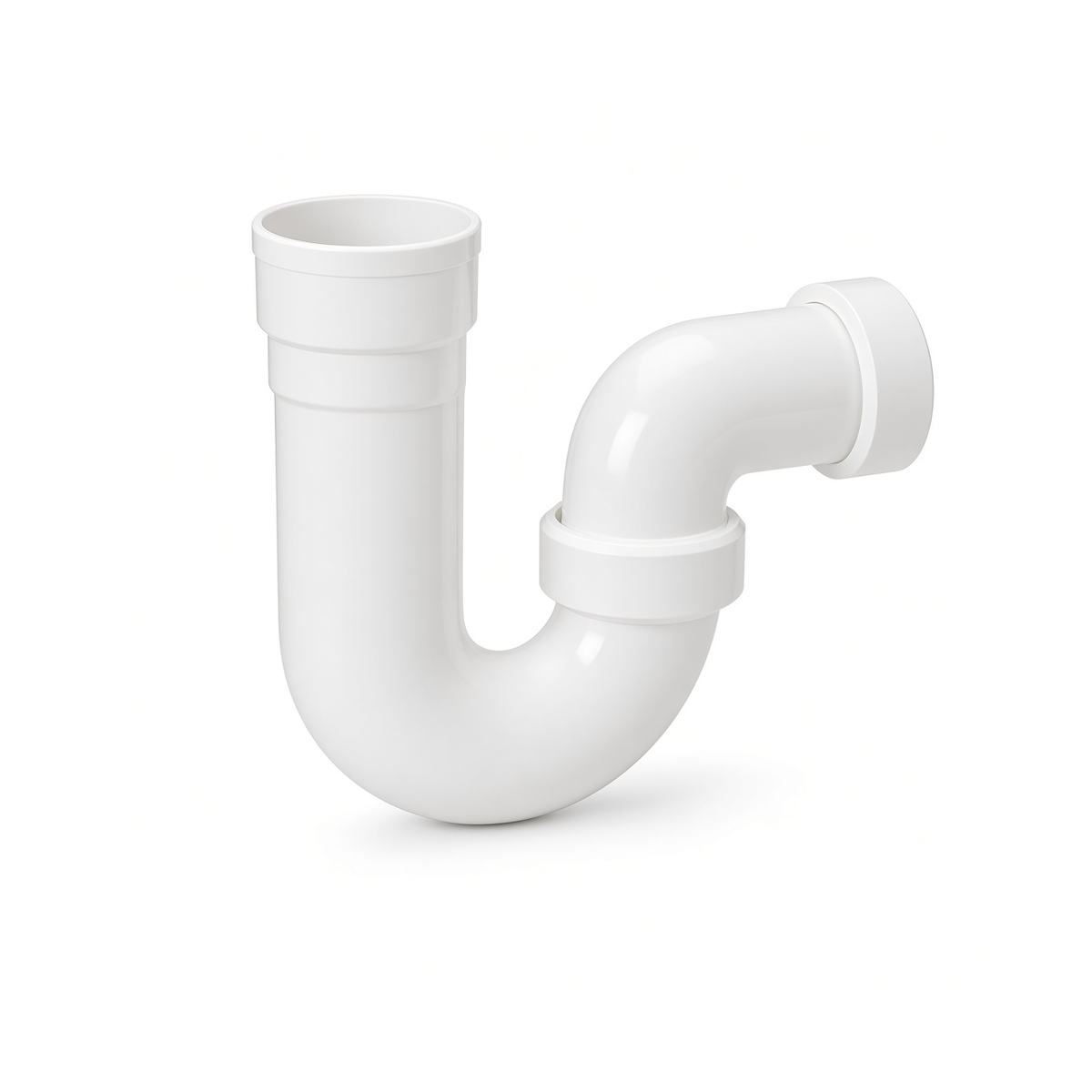 Trampa P DWV de PVC blanco para desagüe de muebles