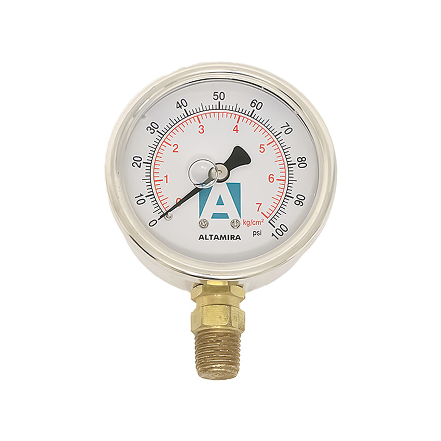 Manómetro Altamira con glicerina 0 a 100 psi