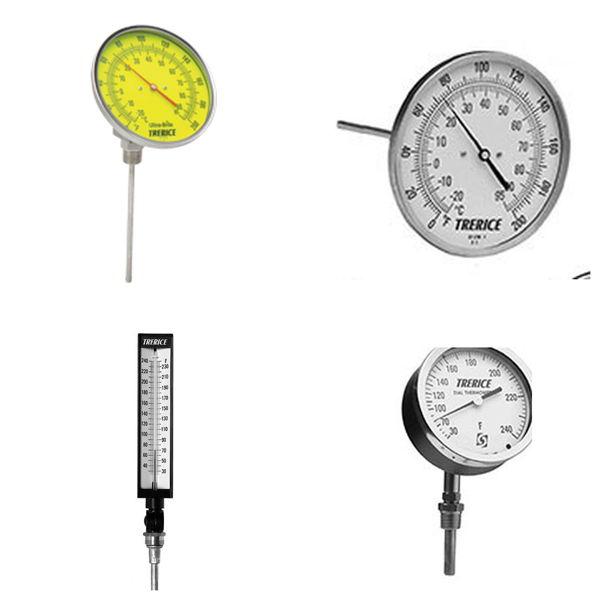 Termómetros H.O. Trerice bimetal, industrial de vidrio y dial