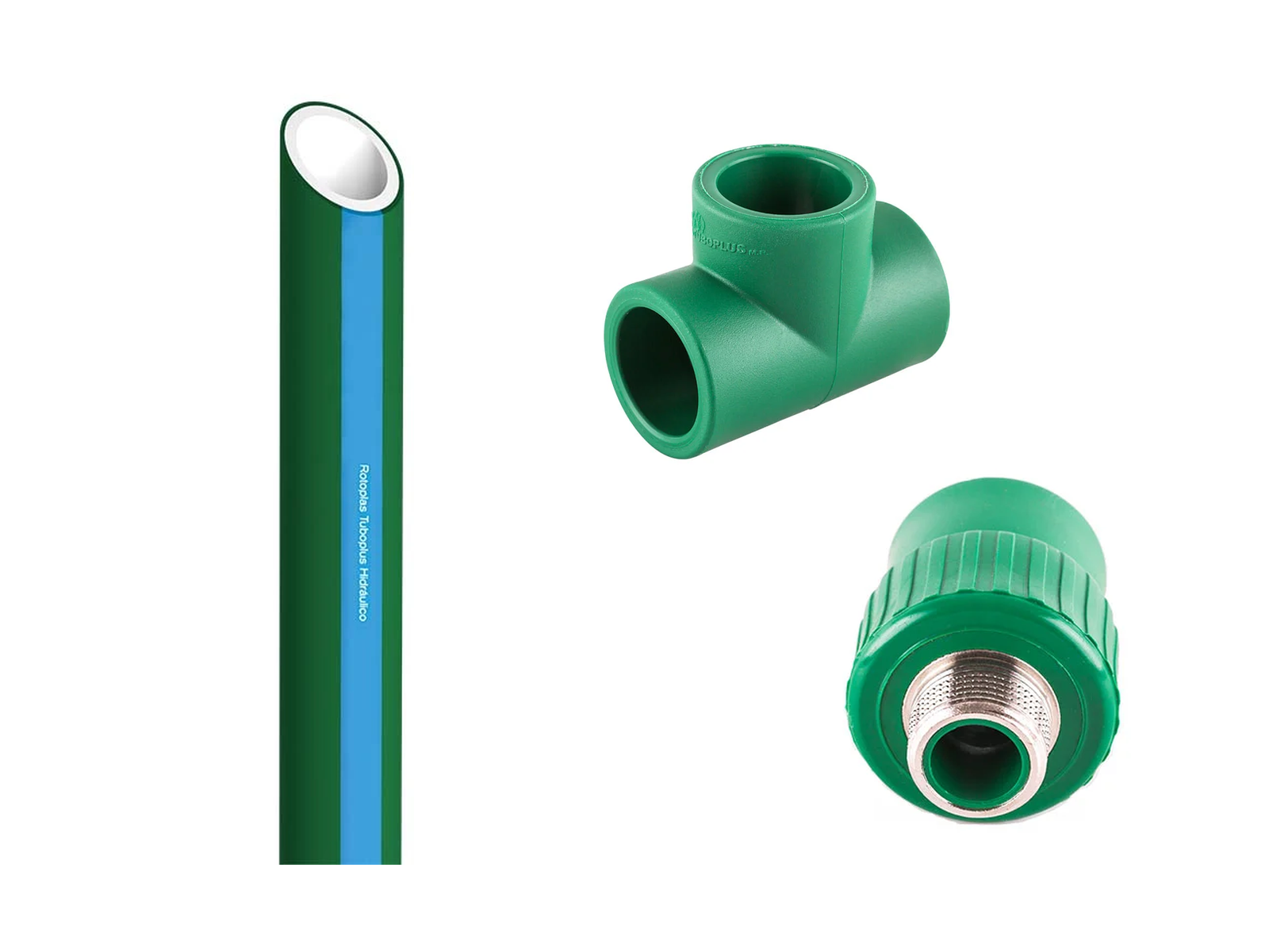 Ramal Tuboplus PP-R con franja azul y adaptador en vivienda