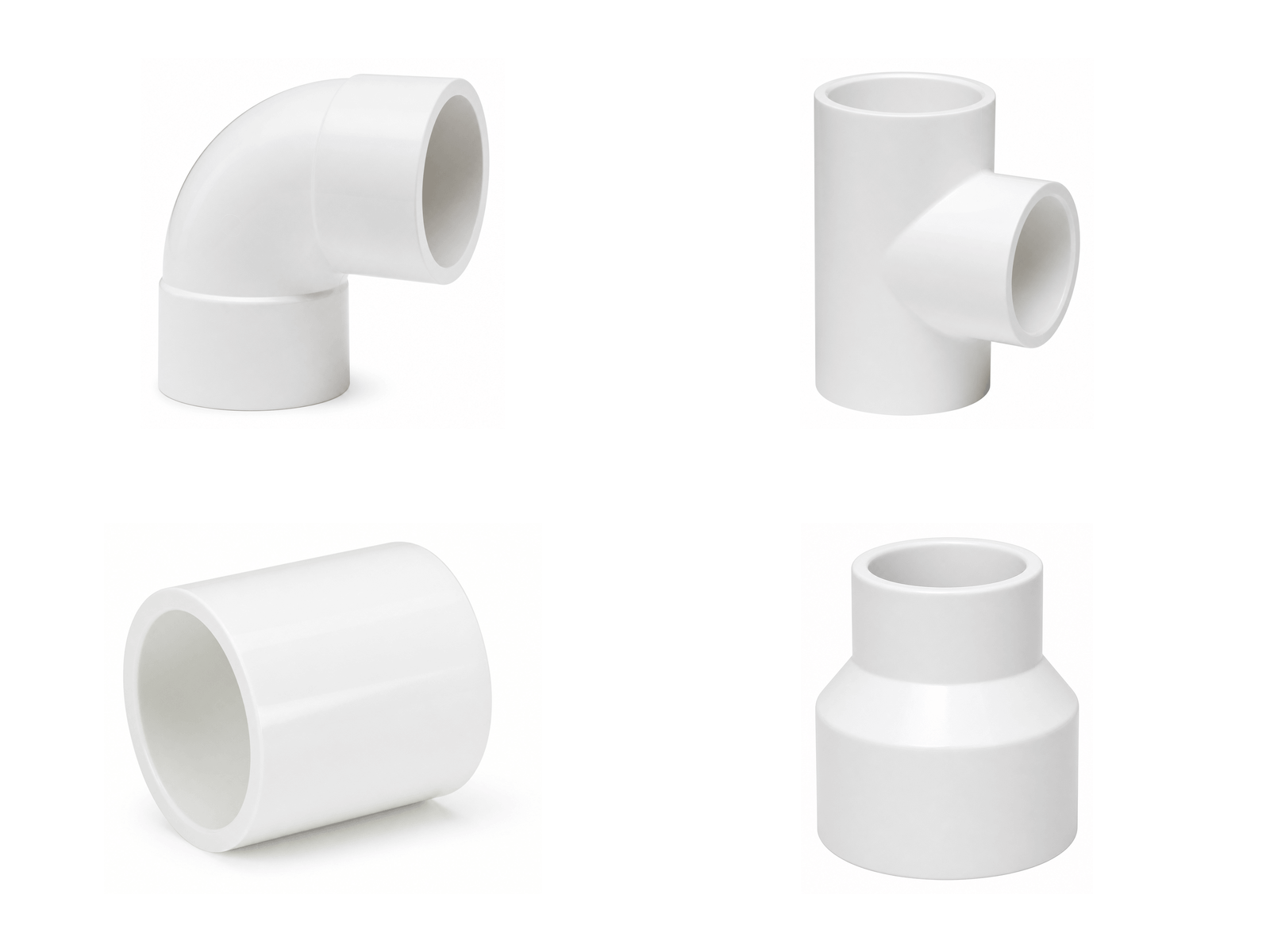 Conexiones PVC hidráulico cédula 40: codo, tee, cople y reducción