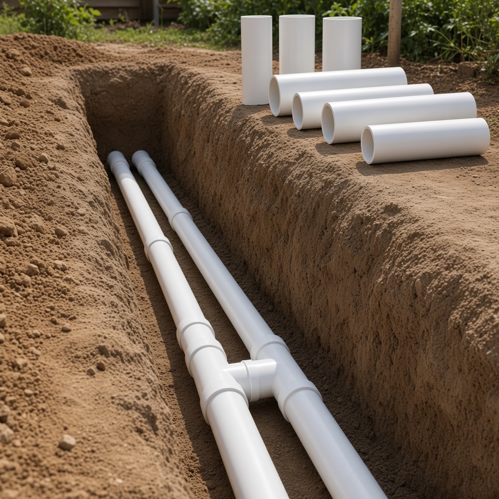 Línea de PVC hidráulico para riego o alimentador